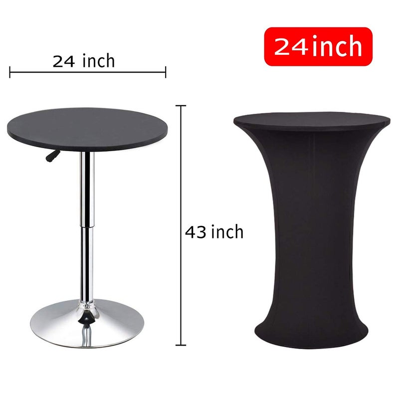 Deisy Dee 24x43 Cocktail Spandex Stretch Round Tablecloth Table Cover C124 (Black) - Image 2